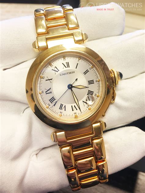 gold womens cartier watch|cartier 18k gold watch models.